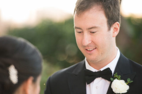 bride and groom first look